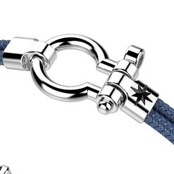 Bracelets | Zancan Gioielli Zancan Kevlar Bracelet With Silver Nautical Shackle. Bleu Aviateur