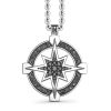 Colliers | Zancan Gioielli Zancan Silver Necklace With Wind Rose Pendant And Black Stones.