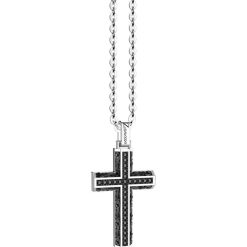 Colliers | Zancan Gioielli Zancan Silver Necklace With Cross Pendant And Black Stones.