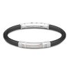 Bracelets | Zancan Gioielli Zancan Black Silicone Bracelet With Silver Tag And Rose Gold Details.