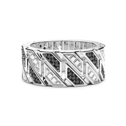 Bagues | Zancan Gioielli Bague A Bande Zancan En Argent Avec Pierres. Noir