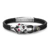 Bracelets | Zancan Gioielli Zancan Leather Bracelet With Crowned Silver Skull And Red Stones. 19