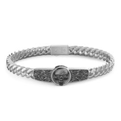 Bracelets | Zancan Gioielli Zancan Silver Curb Chain Bracelet With Tag And Skull. 19