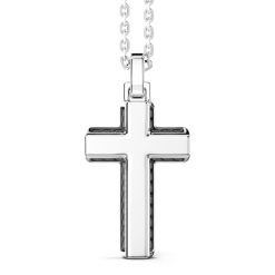 Colliers | Zancan Gioielli Zancan Silver Necklace With Cross Pendant And Black Stones.