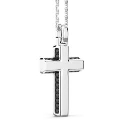 Colliers | Zancan Gioielli Zancan Silver Necklace With Cross Pendant And Black Stones.