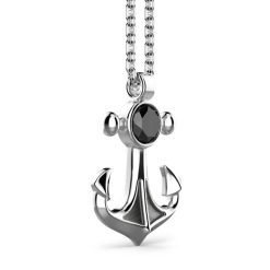 Colliers | Zancan Gioielli Zancan Silver Necklace With Anchor Pendant And Black Stone.