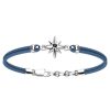 Bracelets | Zancan Gioielli Zancan Kevlar Bracelet With Silver Wind Rose. Bleu Aviateur