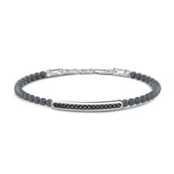 Bracelets | Zancan Gioielli Zancan Soft Bracelet With Silver Beads And Tag With Black Stones. 19