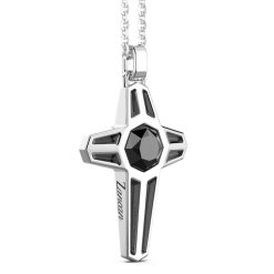 Colliers | Zancan Gioielli Zancan Silver Necklace With Cross Pendant And Black Stone.