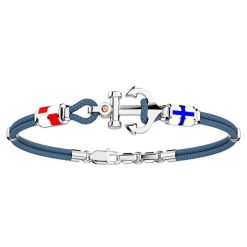 Bracelets | Zancan Gioielli Zancan Kevlar Bracelet With Silver Anchor And Nautical Flags. Bleu Aviateur