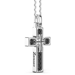 Colliers | Zancan Gioielli Zancan Silver Necklace With Cross Pendant And Black Stones.