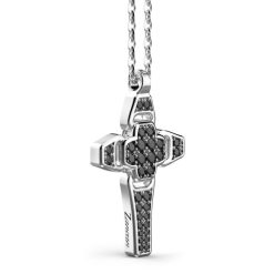 Colliers | Zancan Gioielli Zancan Silver Necklace With Cross Pendant And Black Stones.