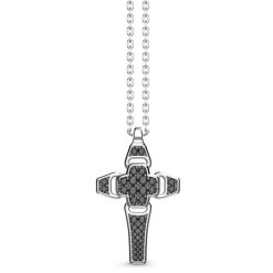 Colliers | Zancan Gioielli Zancan Silver Necklace With Cross Pendant And Black Stones.