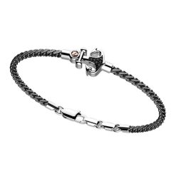 Bracelets | Zancan Gioielli Zancan Silver Bracelet With Anchor And Black Stones. Blanc