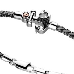 Bracelets | Zancan Gioielli Zancan Silver Bracelet With Anchor And Black Stones. Blanc