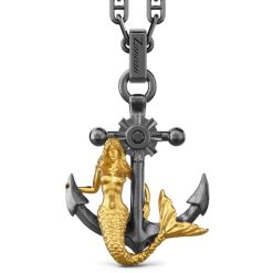 Colliers | Zancan Gioielli Zancan Silver Necklace With Anchor Pendant And Mermaid.