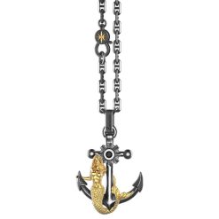 Colliers | Zancan Gioielli Zancan Silver Necklace With Anchor Pendant And Mermaid.