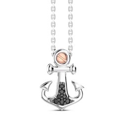 Colliers | Zancan Gioielli Zancan Silver Necklace With Anchor Pendant And Black Stones.