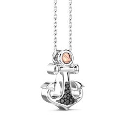 Colliers | Zancan Gioielli Zancan Silver Necklace With Anchor Pendant And Black Stones.