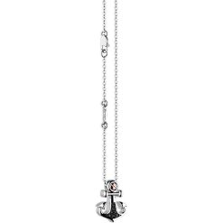 Colliers | Zancan Gioielli Zancan Silver Necklace With Anchor Pendant And Black Stones.