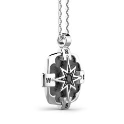 Colliers | Zancan Gioielli Zancan Silver Necklace With Wind Rose Pendant And Black Stone