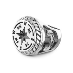 Bagues | Zancan Gioielli Zancan Silver Ring With Engraved Wind Rose. 18