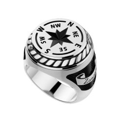 Bagues | Zancan Gioielli Zancan Silver Ring With Engraved Wind Rose. 18