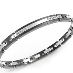 Bracelets | Zancan Gioielli Zancan Black Steel And White Sapphire Bracelet.