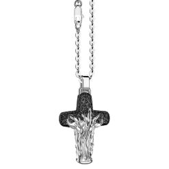 Colliers | Zancan Gioielli Zancan Silver Necklace With Cross Pendant And Flaming Motif.