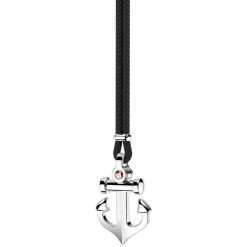 Colliers | Zancan Gioielli Zancan Kevlar Necklace With Silver Pendant And Anchor. Noir