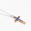 Colliers | Zancan Gioielli Zancan Gold Necklace With Cross And Blue Sapphires.