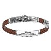 Bracelets | Zancan Gioielli Zancan Leather And Silver Bracelet With Alligator. Marron