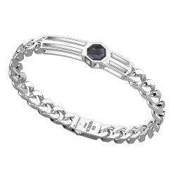 Bracelets | Zancan Gioielli Zancan Silver Curb Chain Bracelet With Tag And Mother Of Pearl.