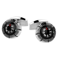 Boutons De Manchette | Zancan Gioielli Zancan Silver Cufflinks With Black Compass.