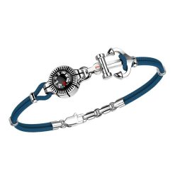 Bracelets | Zancan Gioielli Zancan Kevlar Bracelet With Silver Anchor And Compass. Bleu Aviateur