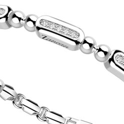 Bracelets | Zancan Gioielli Zancan Silver Beads Bracelet With Tags And White Stones. Classique