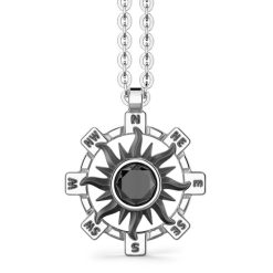 Colliers | Zancan Gioielli Zancan Silver Necklace With Sun Pendant And Black Stone.