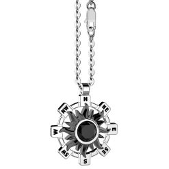 Colliers | Zancan Gioielli Zancan Silver Necklace With Sun Pendant And Black Stone.