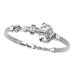 Bracelets | Zancan Gioielli Zancan Bracelet With Silver Anchor And Stones. Blanc