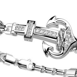 Bracelets | Zancan Gioielli Zancan Bracelet With Silver Anchor And Stones. Blanc