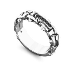 Bagues | Zancan Gioielli Zancan Silver Band Ring With Black Stones. 18