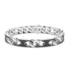 Bracelets | Zancan Gioielli Bracelet Gourmette Zancan En Argent Avec Pierres. Noir