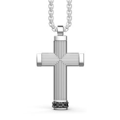 Colliers | Zancan Gioielli Zancan Silver Necklace With Cross Pendant And Black Stones.