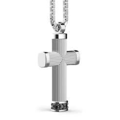 Colliers | Zancan Gioielli Zancan Silver Necklace With Cross Pendant And Black Stones.