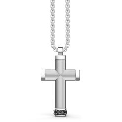 Colliers | Zancan Gioielli Zancan Silver Necklace With Cross Pendant And Black Stones.