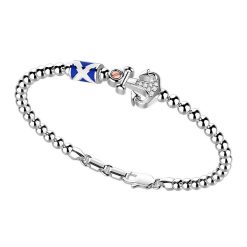 Bracelets | Zancan Gioielli Zancan Silver Beads Bracelet With Nautical Flags And Anchor With White Stones. Classique