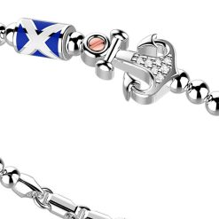 Bracelets | Zancan Gioielli Zancan Silver Beads Bracelet With Nautical Flags And Anchor With White Stones. Classique