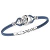 Bracelets | Zancan Gioielli Zancan Kevlar Bracelet With Silver Skull And Stones. Bleu Aviateur