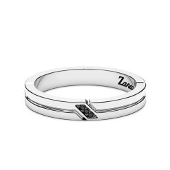 Bagues | Zancan Gioielli Zancan Silver And Black Stone Band Ring. 18