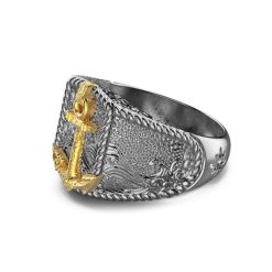 Bagues | Zancan Gioielli Zancan Burnished Silver Ring With Anchor. 20